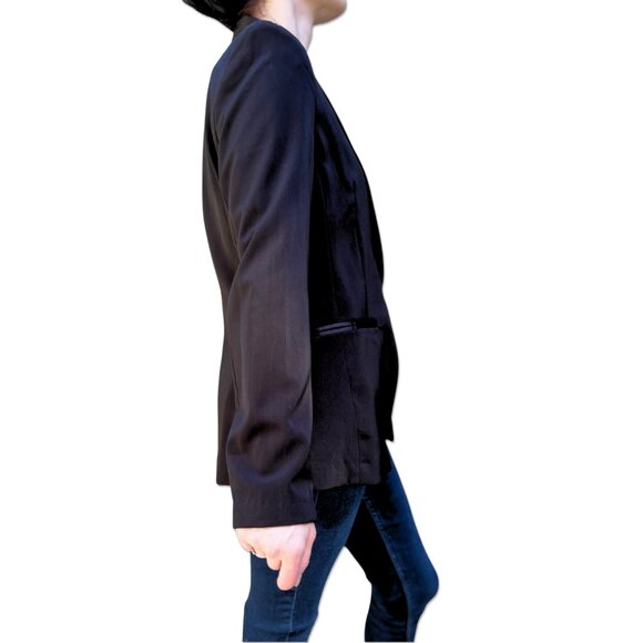 NWT M.S.S.P. Elegant Black Blazer with Satin Lapel Size 8 - Picture 3 of 5